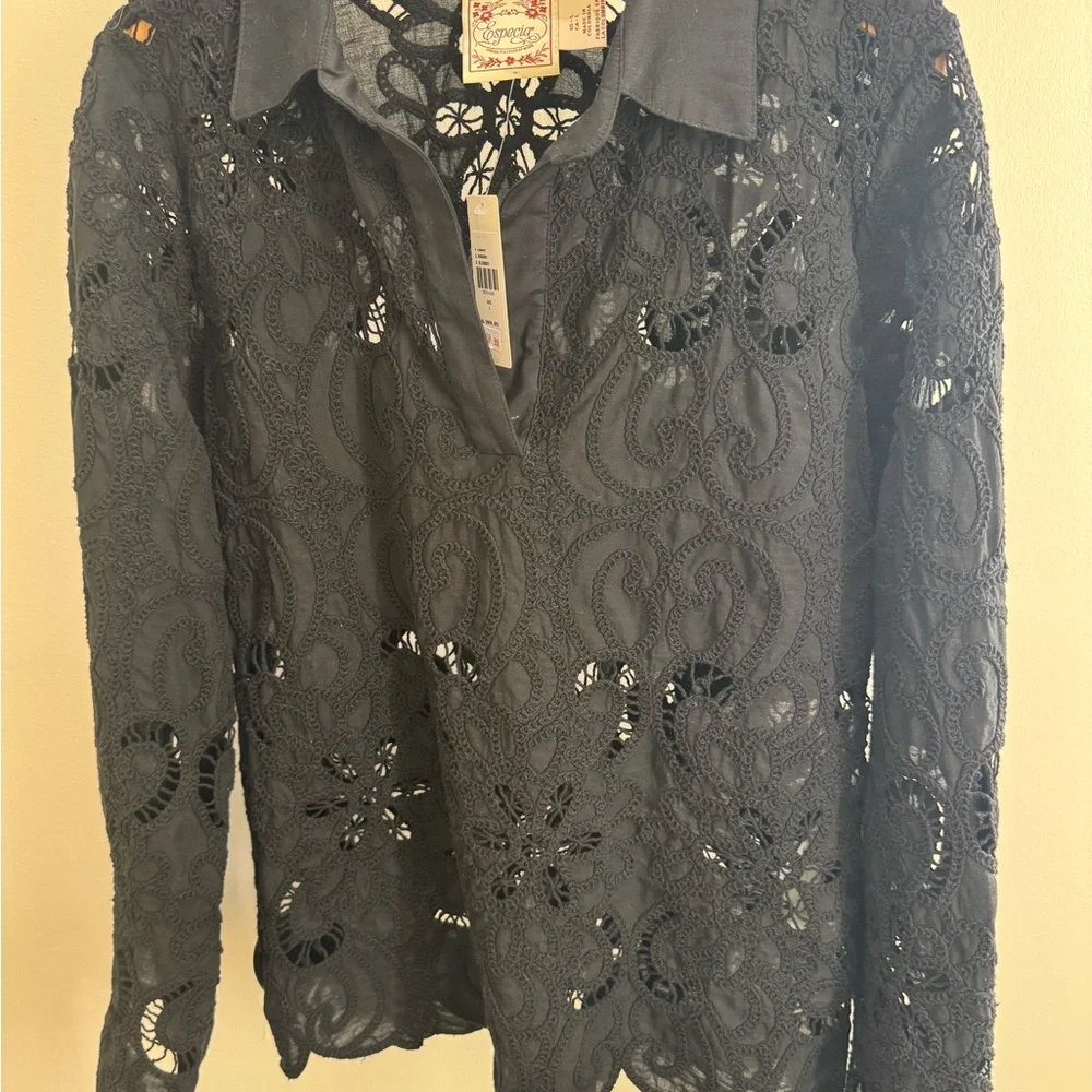 Especia long-sleeved tunic in black. Size L. - Picture 2 of 2